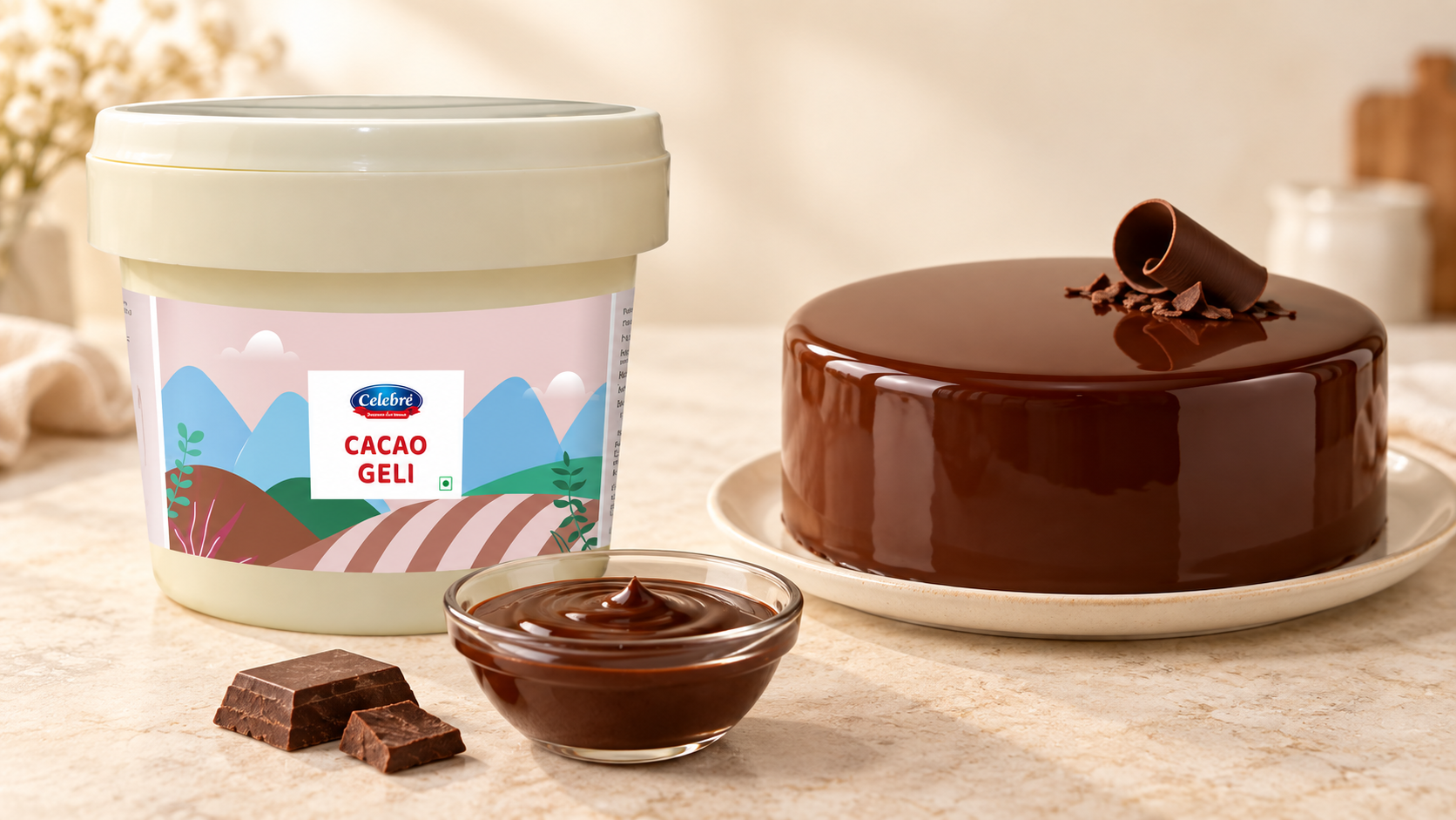 Cacao Glaze Gel for commercial food production